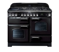 Rangemaster Classic Deluxe 110 Dual Fuel Range Cooker - Black & Chrome